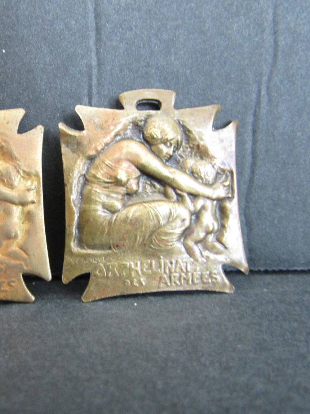 Pair of WWI French Army Medallions, signed R Lalique
